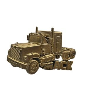 Solid Brass Mack Truck Semi Trucker Tractor Trailer 1980 Vintage Belt Buckle